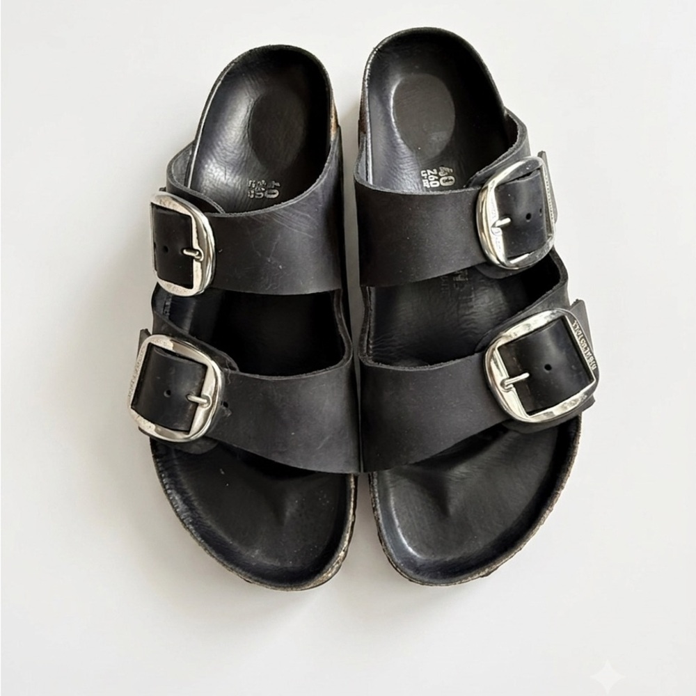 Birkenstock Arizona Big Buckle Black Leather Sandals